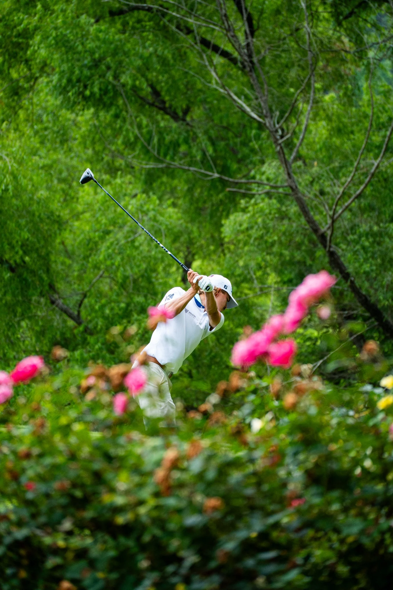 Golfer swinging at the U.S. Open Final Qualifier at Hawks Ridge Golf Club