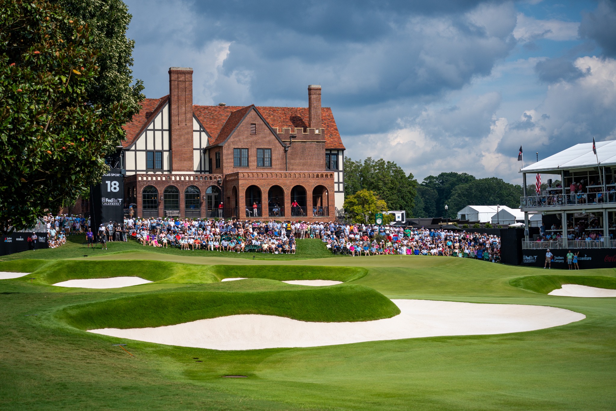 East Lake Golf Club championship finishing green and clubhouse during a tournament