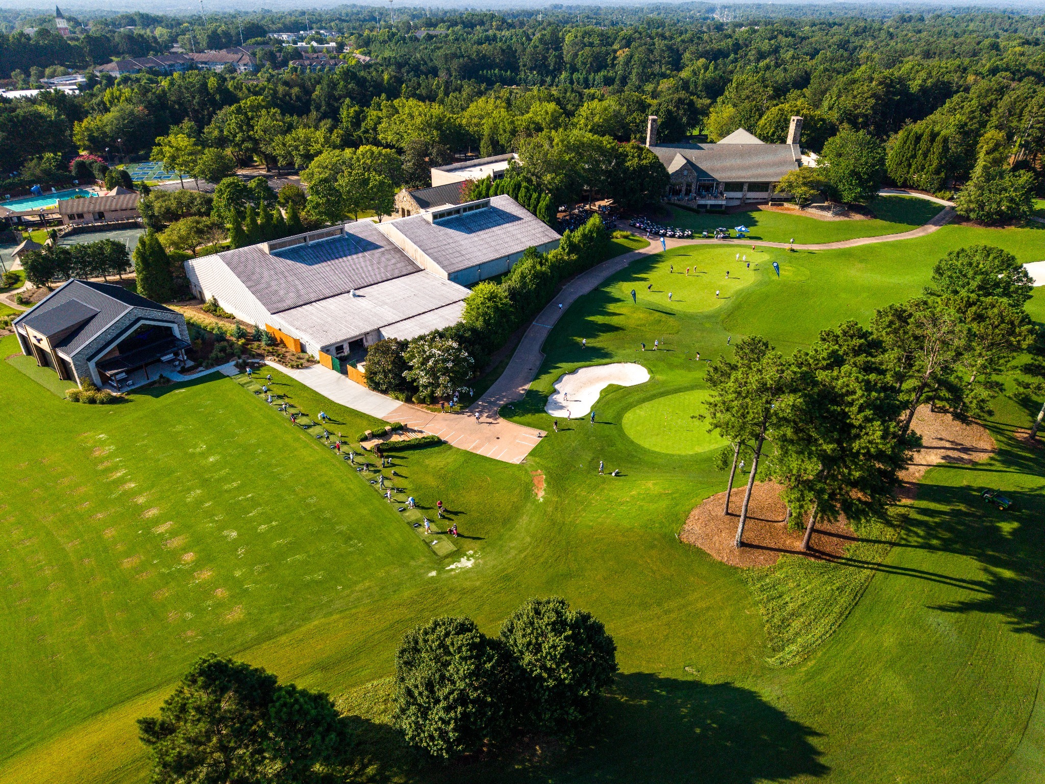 Aerial view of The Standard Club practice facility and clubhouse